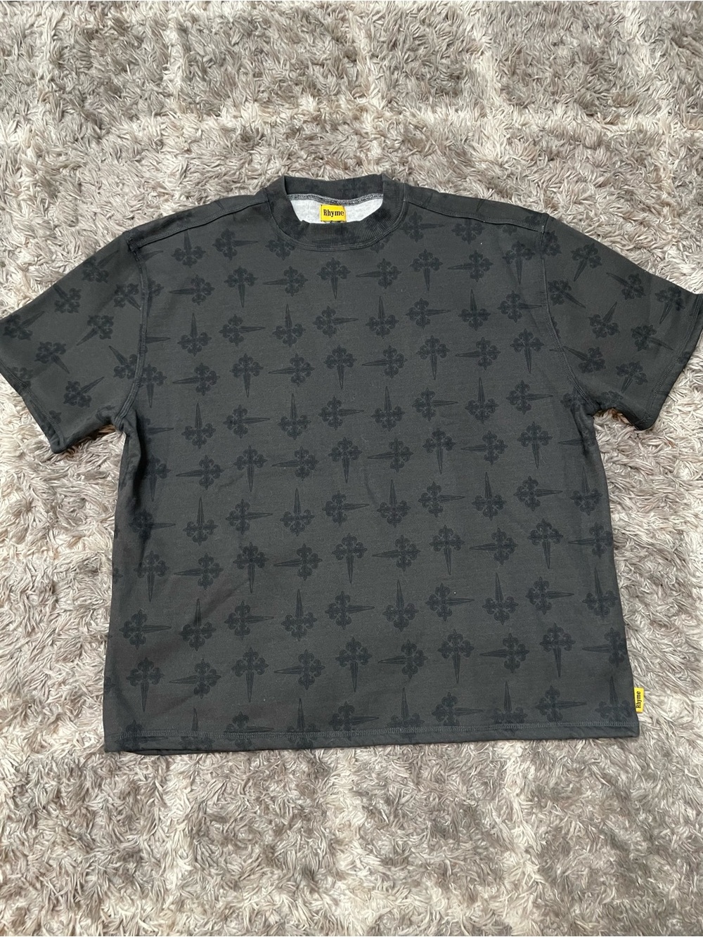 Rhyme Men's Cross Dagger Print Short Sleeve Sweatshirt T-Shirt Black XL